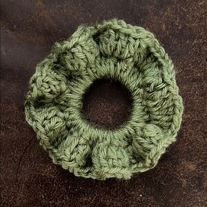 Handmade Green Crochet Hair Scrunchie